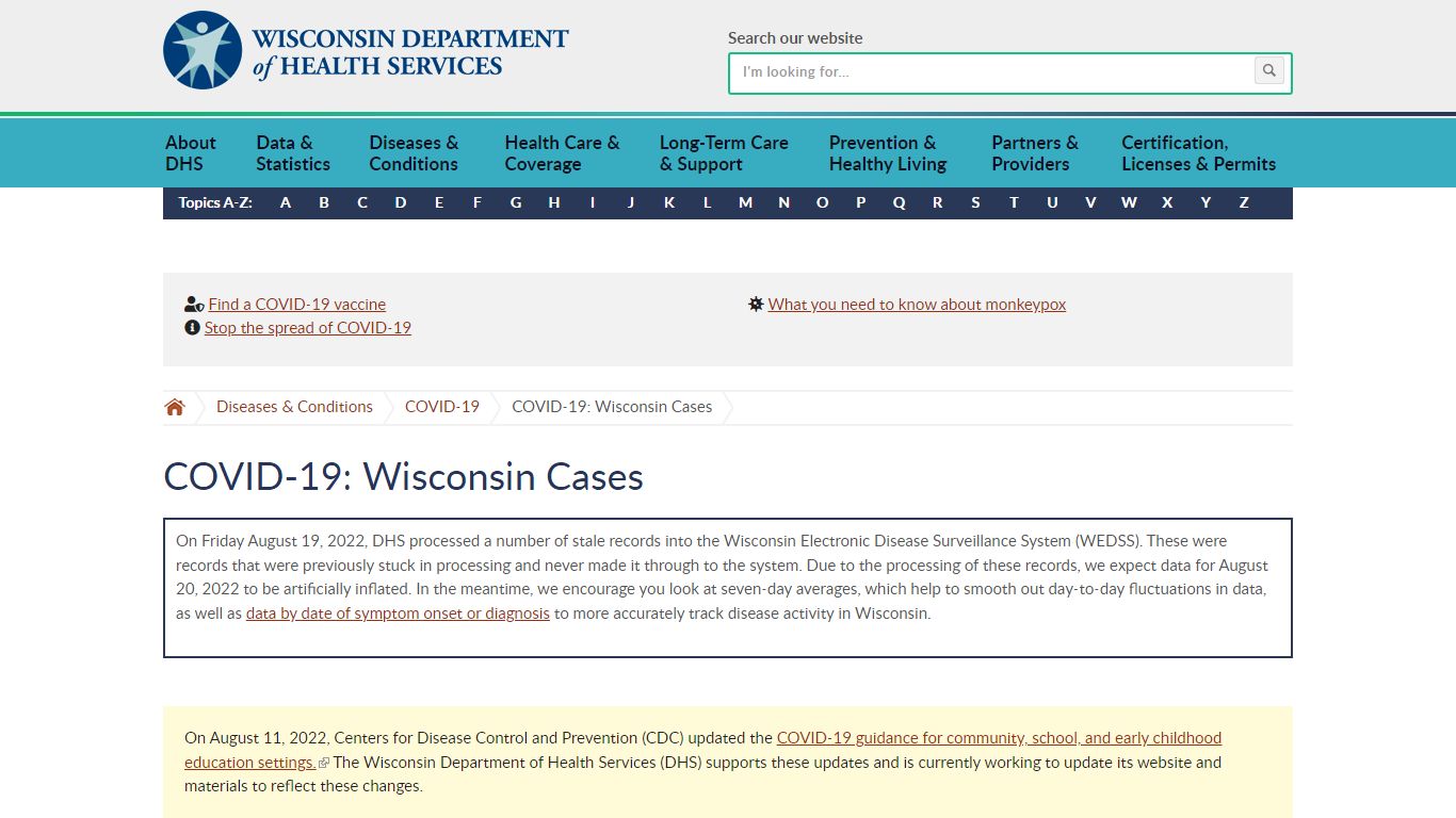 COVID-19: Wisconsin Cases - Wisconsin Department of Health Services