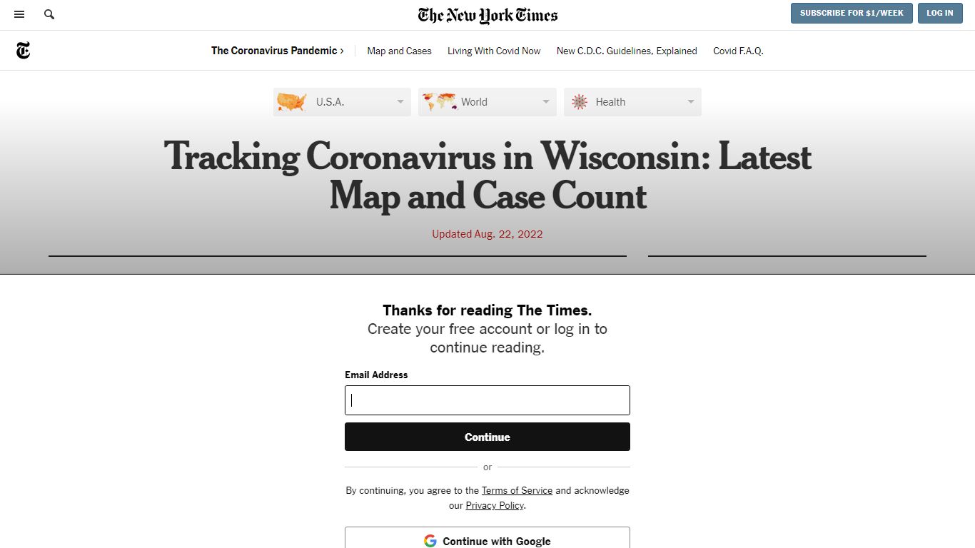 Wisconsin Coronavirus Map and Case Count - The New York Times