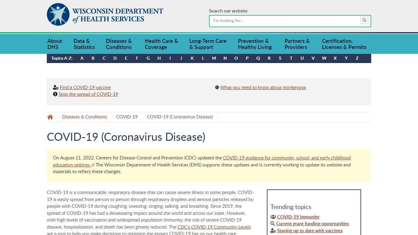 COVID-19 (Coronavirus Disease) - Wisconsin Department of Health Services